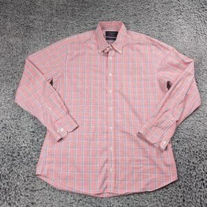 Charles Tyrwhitt Shirt Men Medium Pink Plaid Slim Business Preppy Dress Work